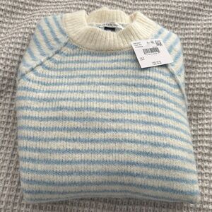 American Eagle Cream and Blue Knit Sweater